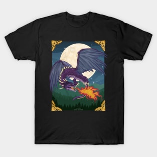 Purple Dragon Full Moon Fantasy Novelty Gift T-Shirt